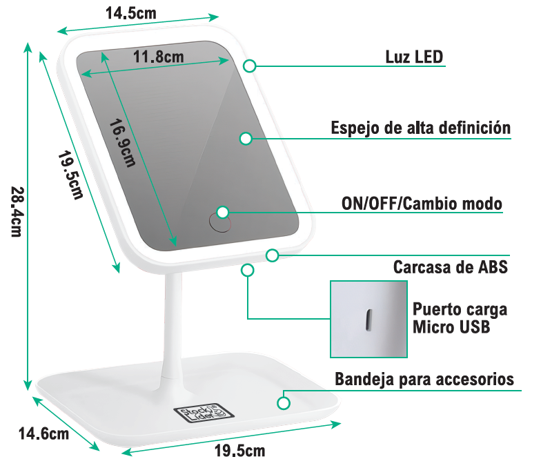 ESPELHO COM LUZ LED